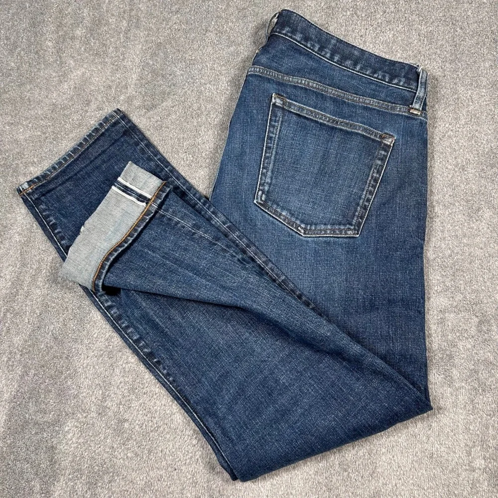 J.Crew 484 Slim Fit Japanese Selvedge Jeans Dark Indigo Men 37x30 BS744 Red Line